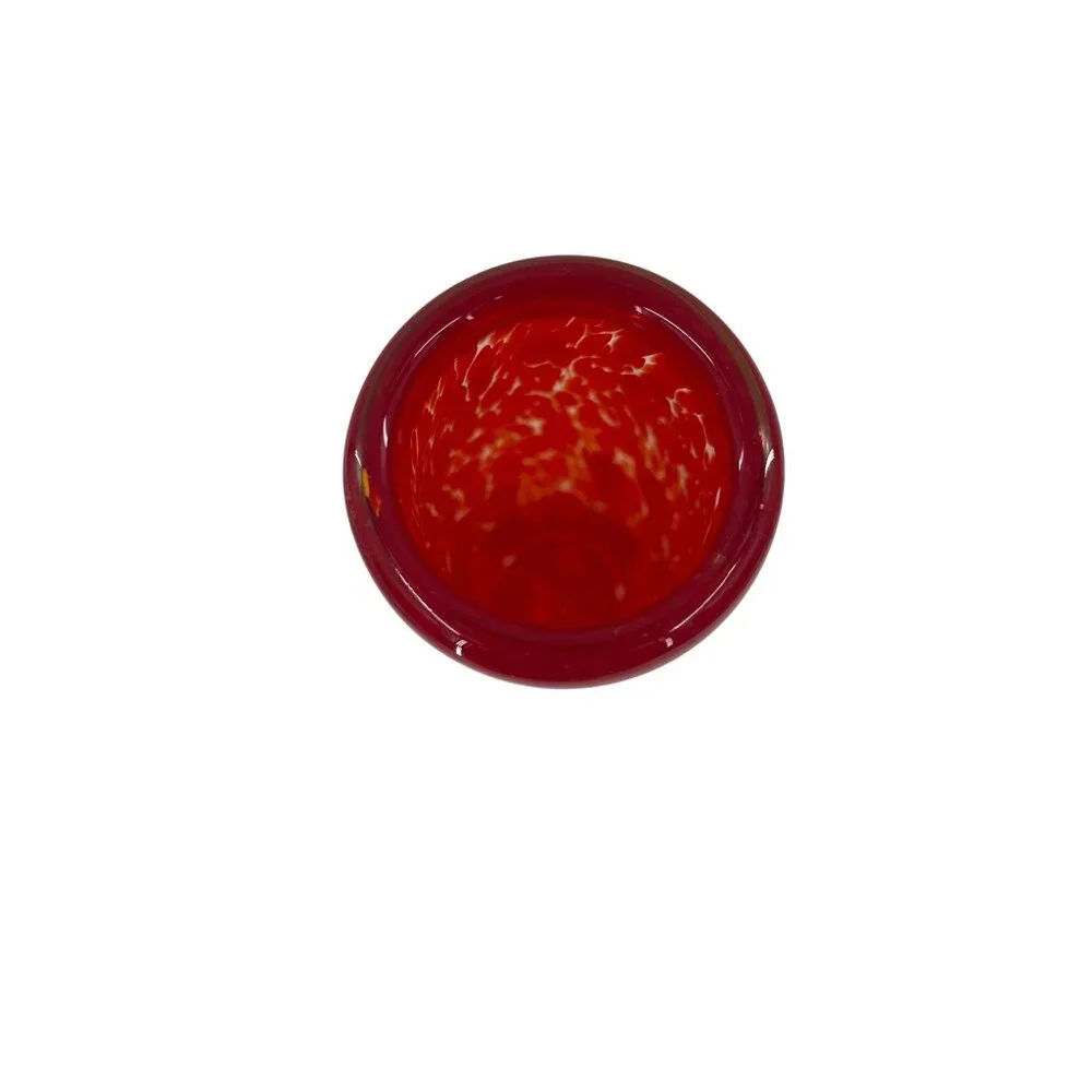 Handcrafted Red & Yellow‎ Art Glass Vase With Abstract Design